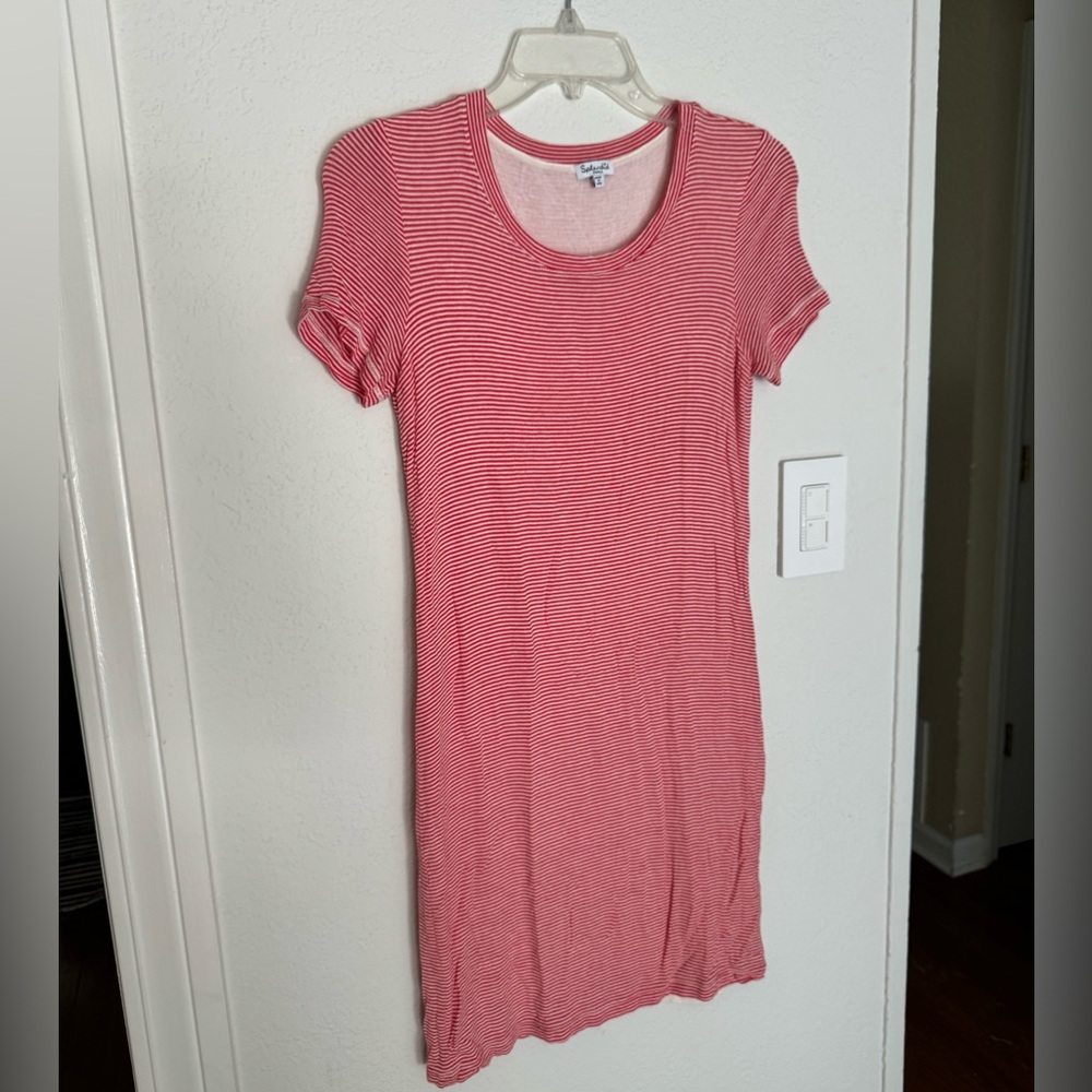Splendid orange and white striped t shirt fitted dress, small